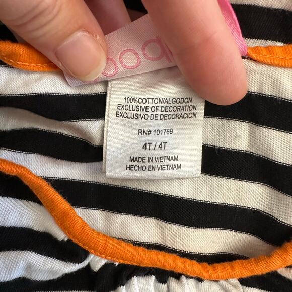 Goodlad Girls 4T Halloween Dress Pumpkin Pockets Black White Bell Sleeve Cotton‎ - Picture 7 of 9